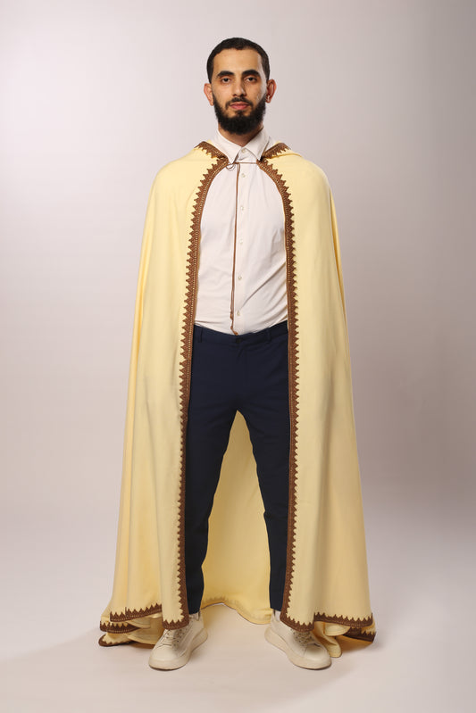 Barnous El Fakhama – Blanc cassé & broderies marron