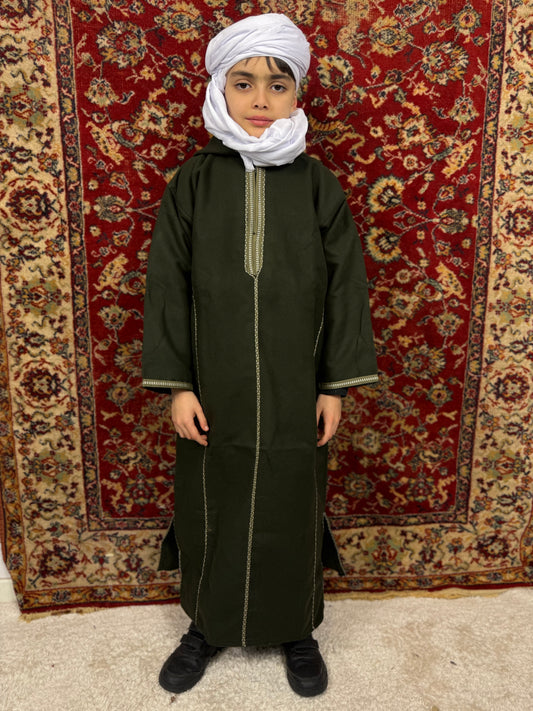 Kachabia Verte en Cachemire – Enfant