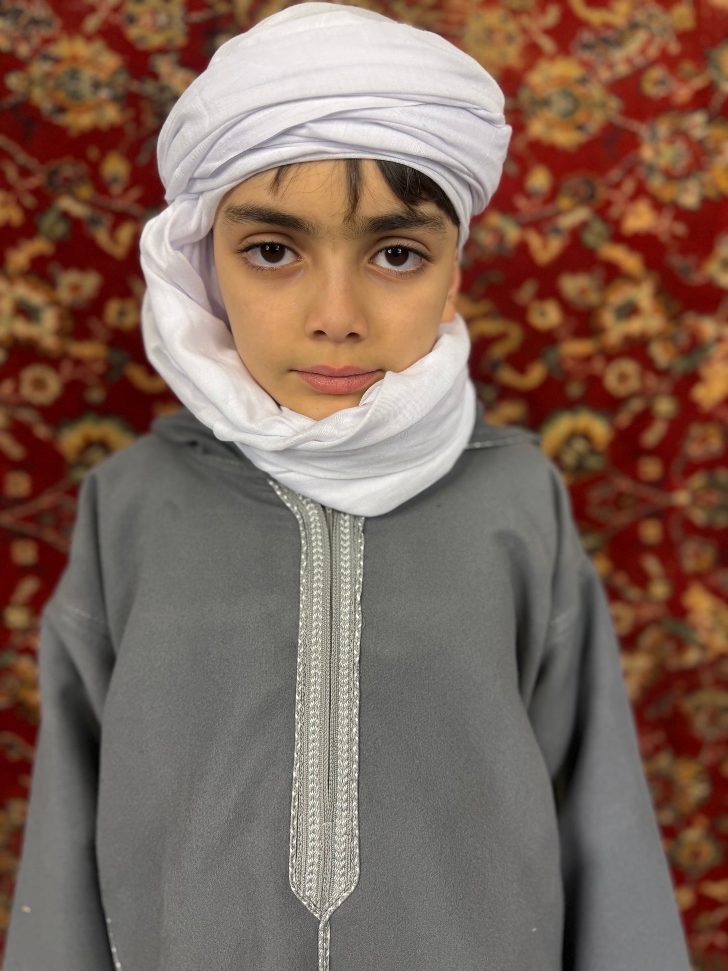 Kachabia Gris Clair en Cachemire – Enfant