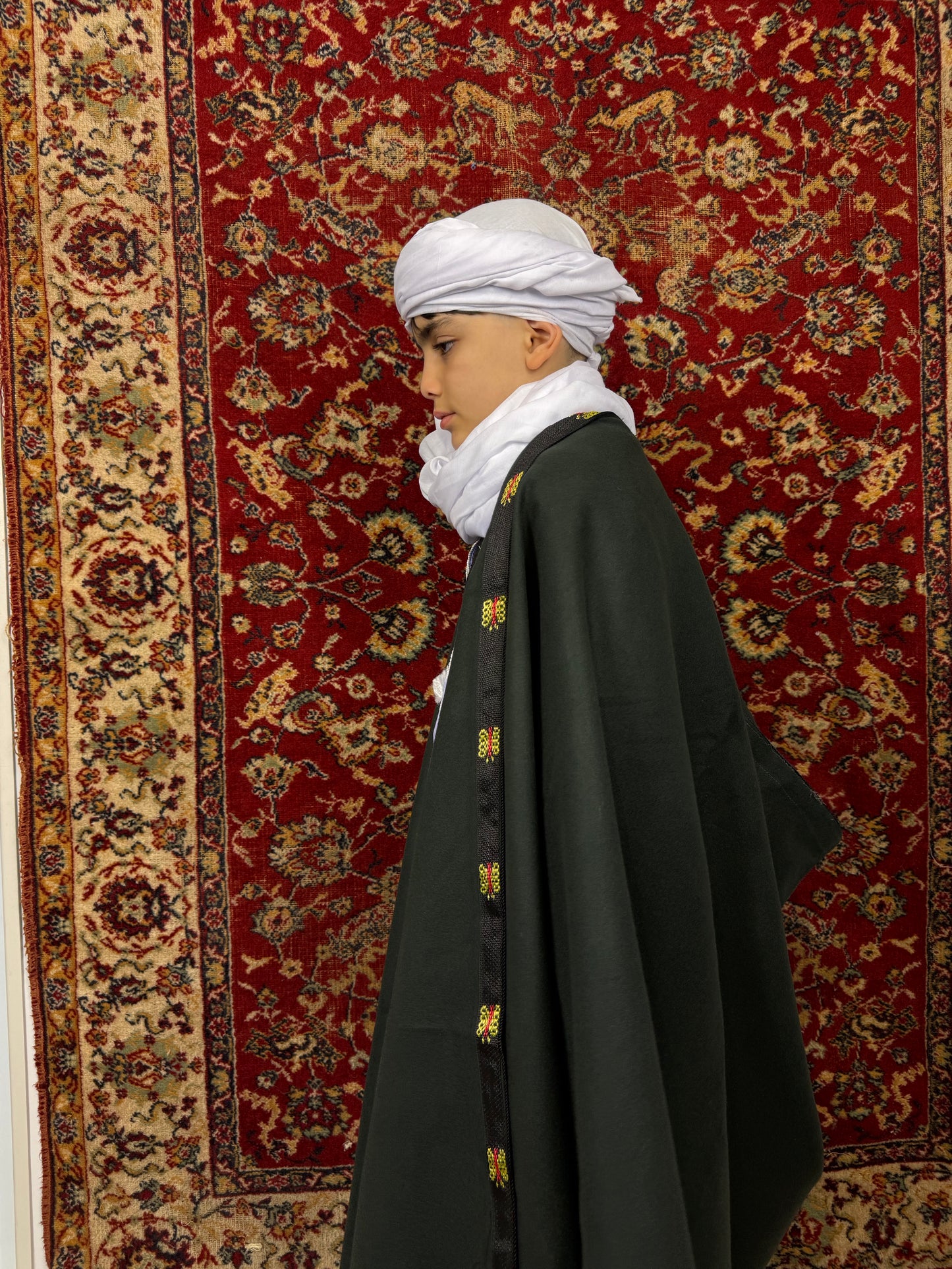 Burnous Vert en Cachemire – Enfant