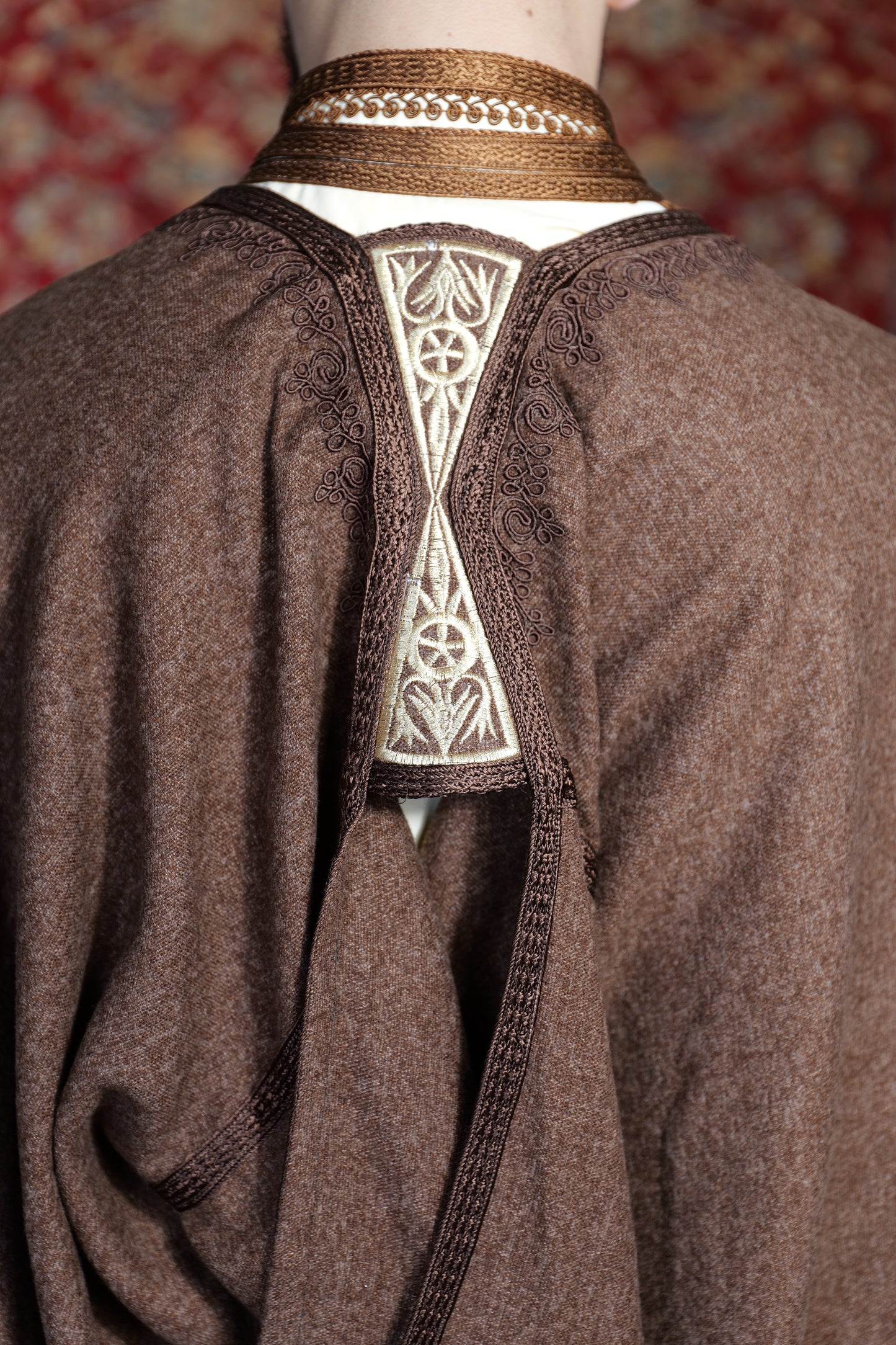 Barnous traditionnel en laine de mouton et coton – Marron moucheté