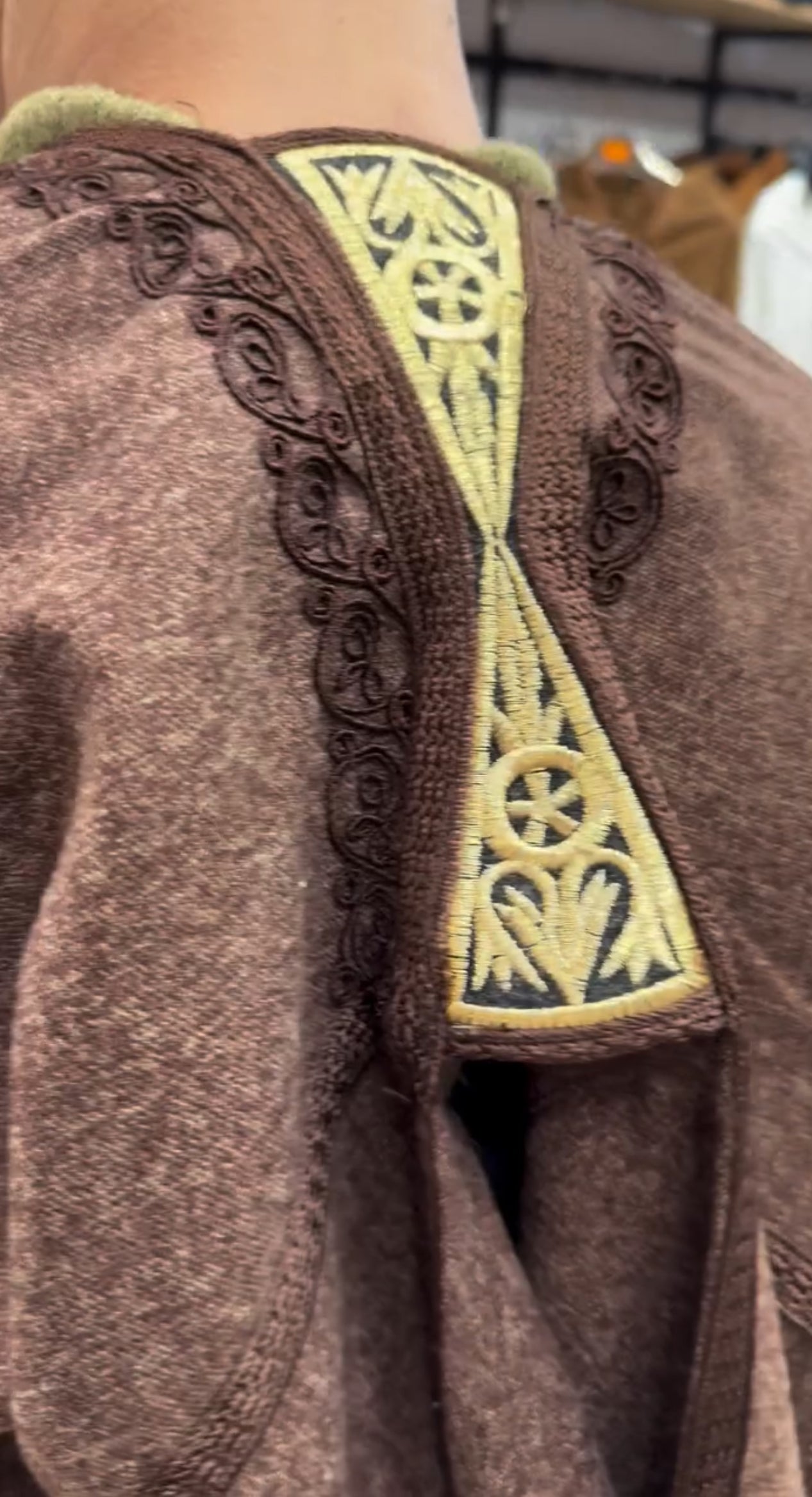 Barnous traditionnel en laine de mouton et coton – Marron moucheté