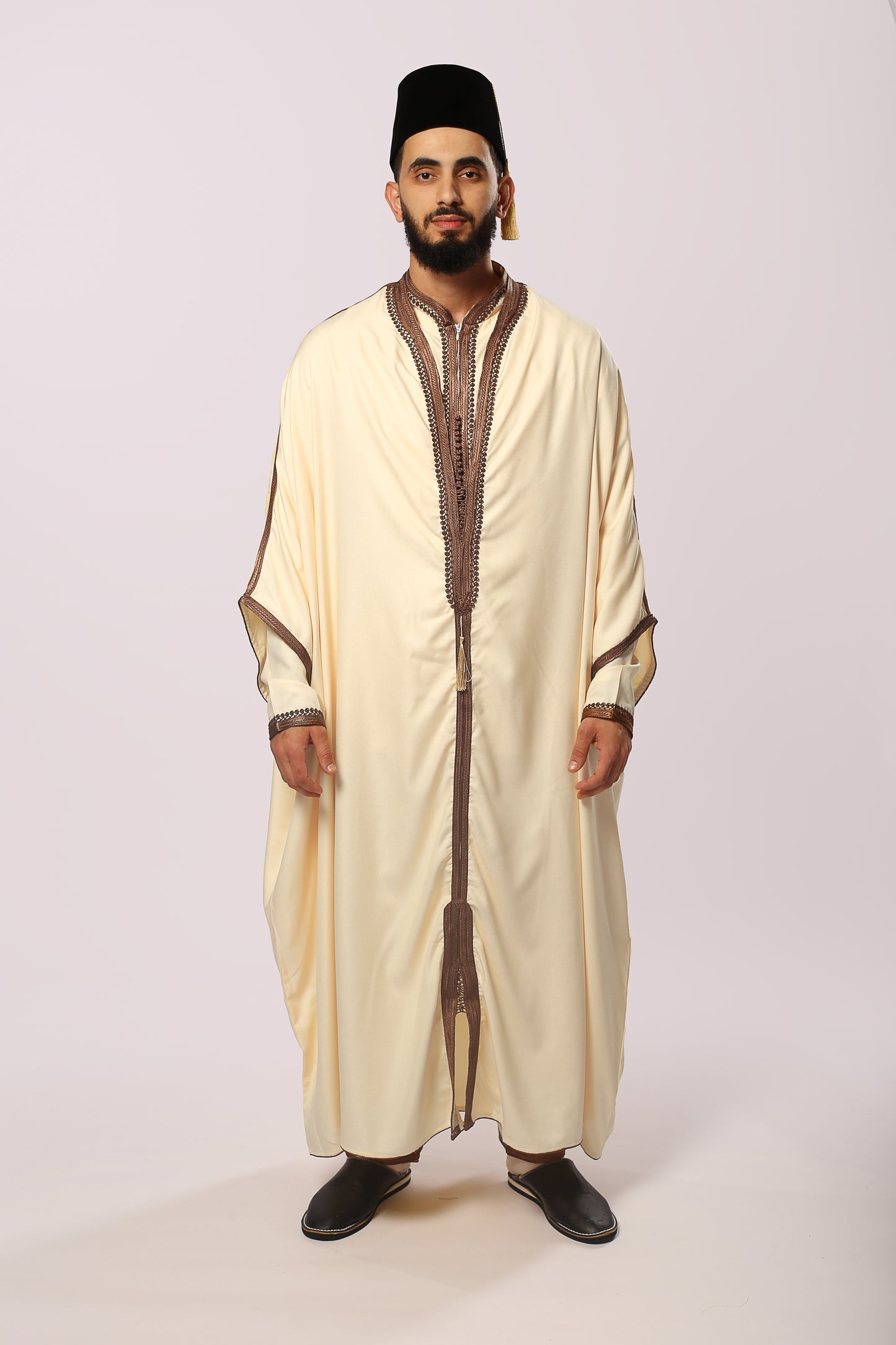 Gandoura 3arbi crème claire – 3 Pièces