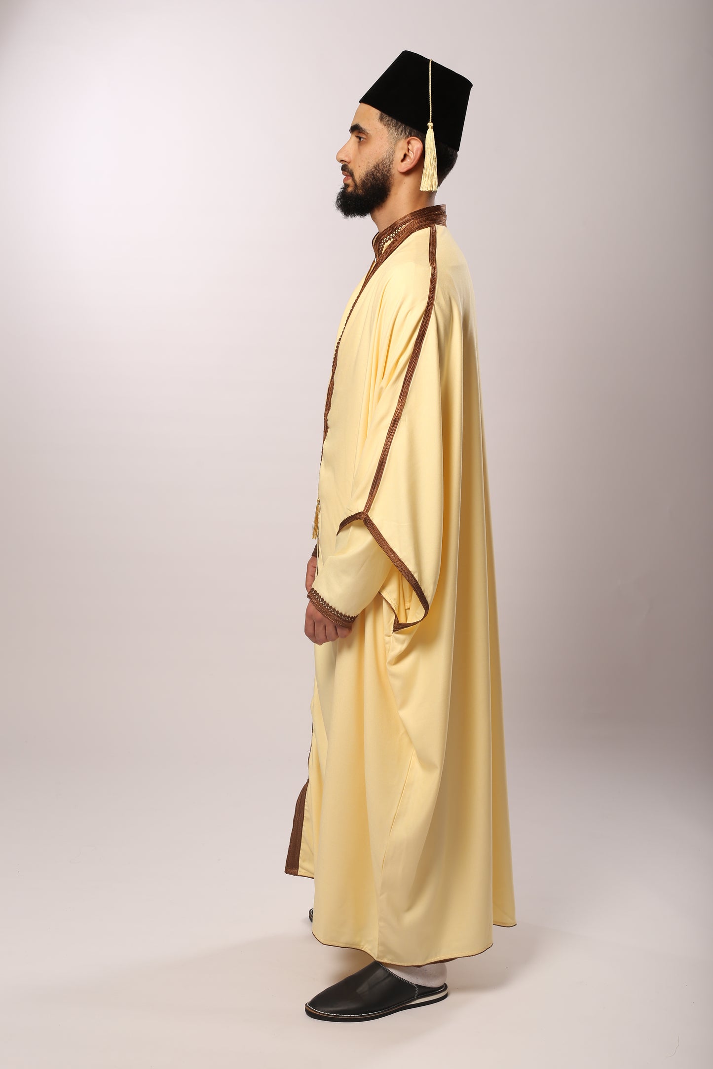 Gandoura 3arbi crème foncé – 3 Pièces