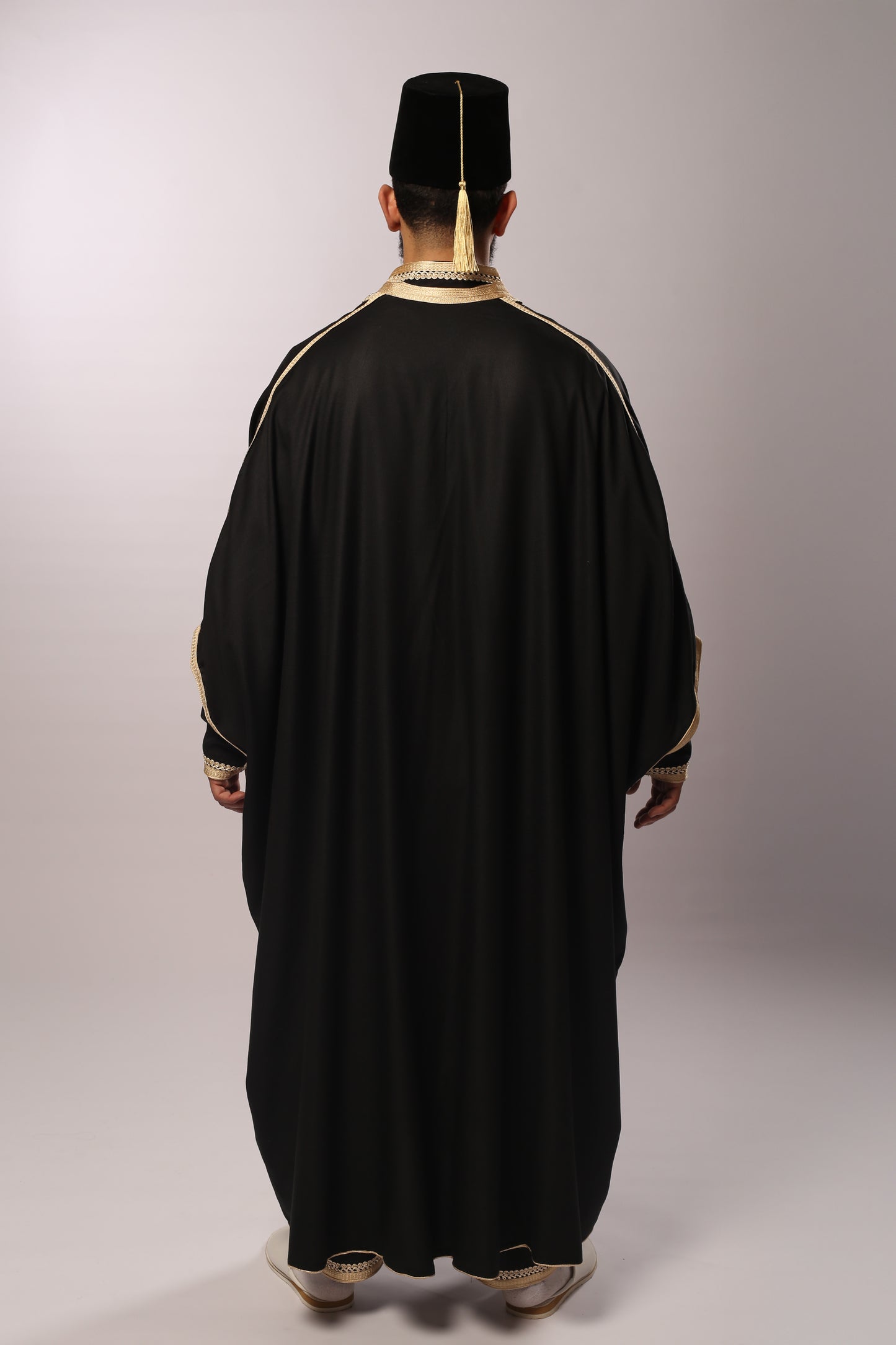 Gandoura 3arbi Noire & Dorée – 3 Pièces EN PRÉCOMMANDE