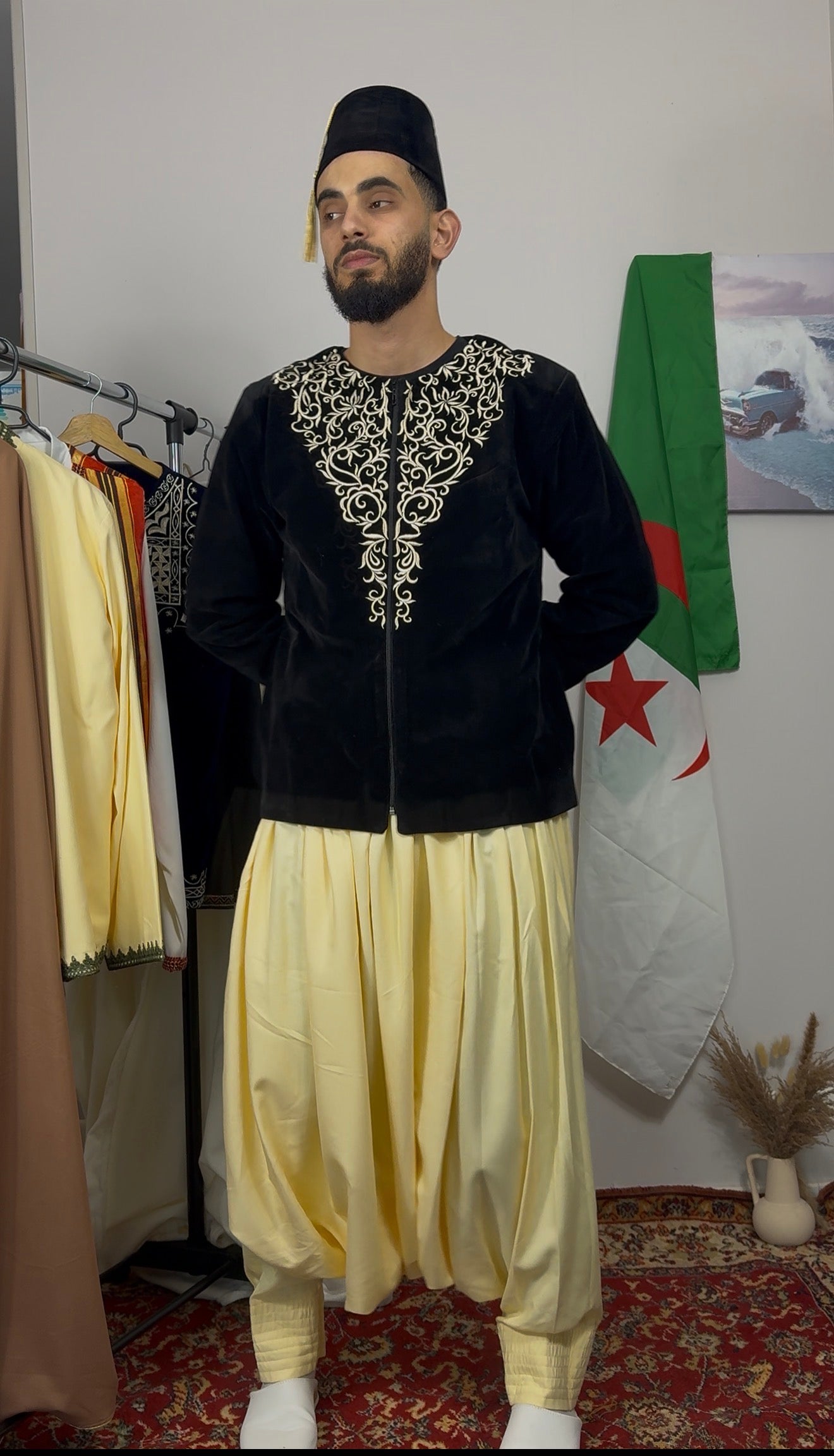 Veste karako en Velours Noir - EN PRÉCOMMANDE