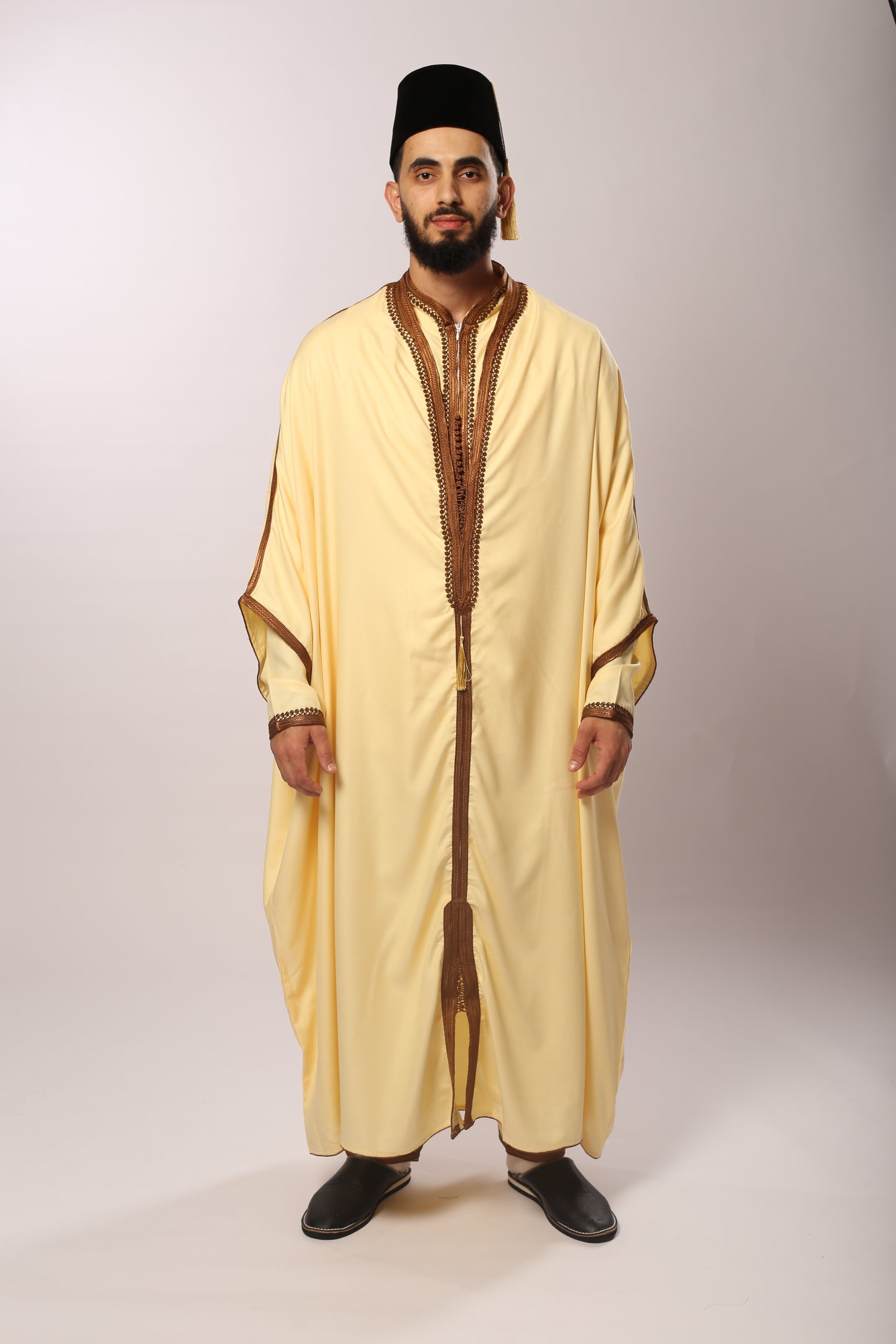 Gandoura 3arbi crème foncé – 3 Pièces