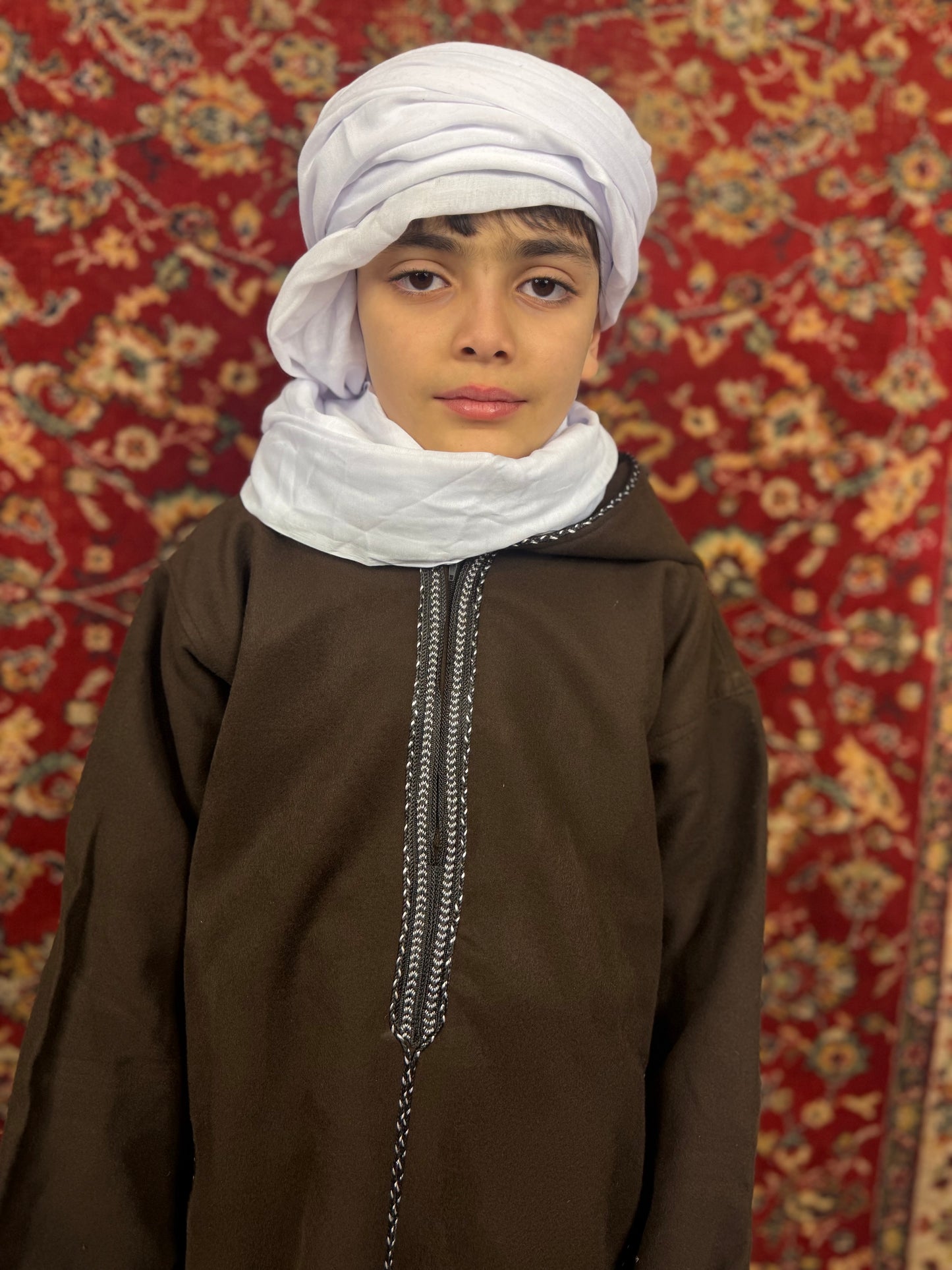 Kachabia Marron Chocolat en Cachemire – Enfant