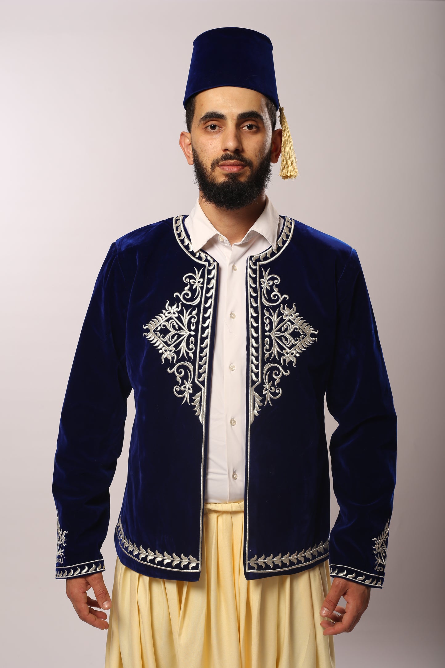 Veste Jabadouli en Velours Bleu – El Djazayer EN PRÉCOMMANDE