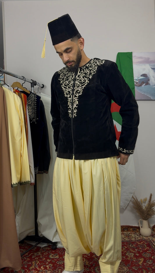 Veste karako en Velours Noir - EN PRÉCOMMANDE