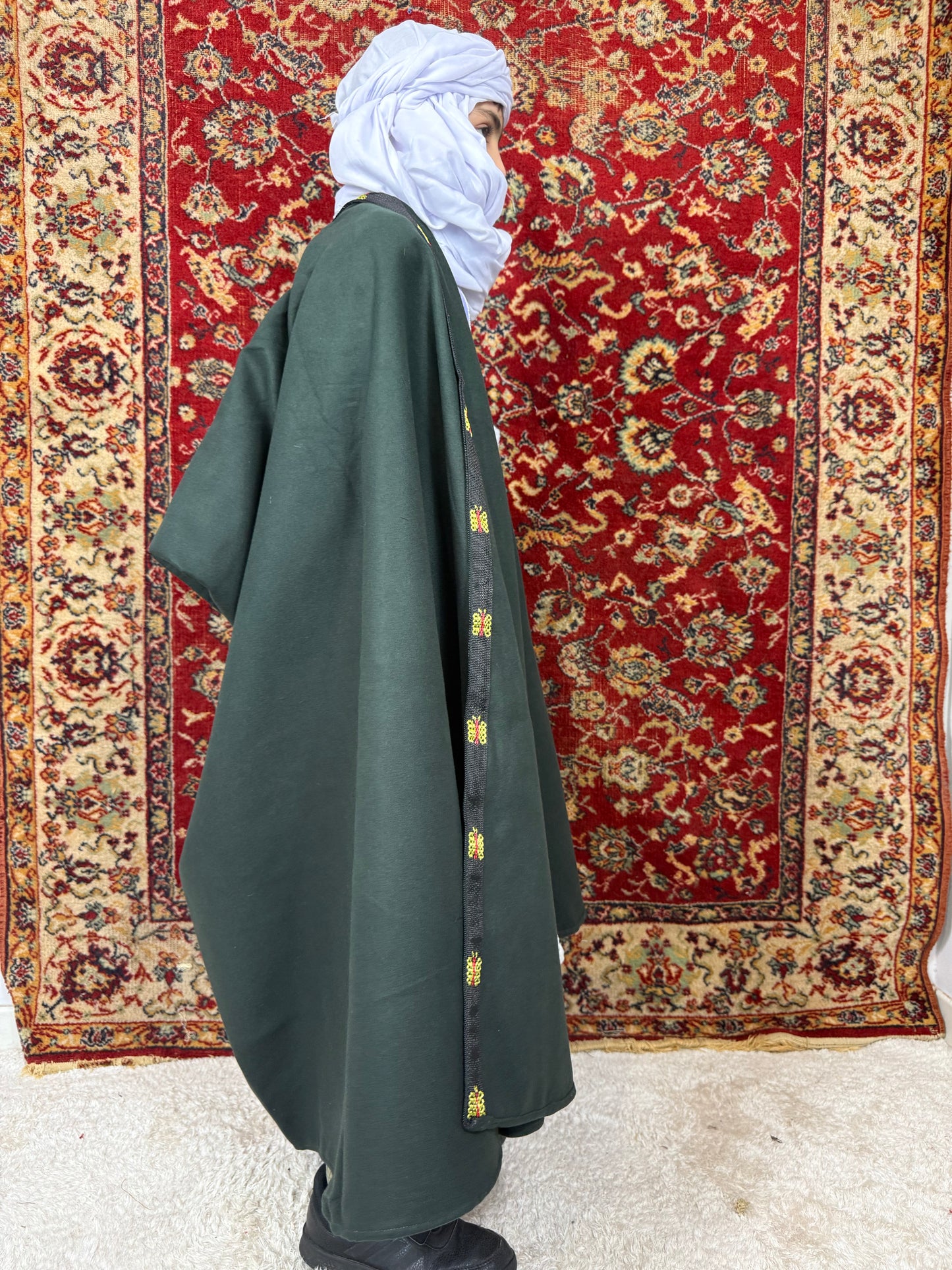 Burnous Vert en Cachemire – Enfant