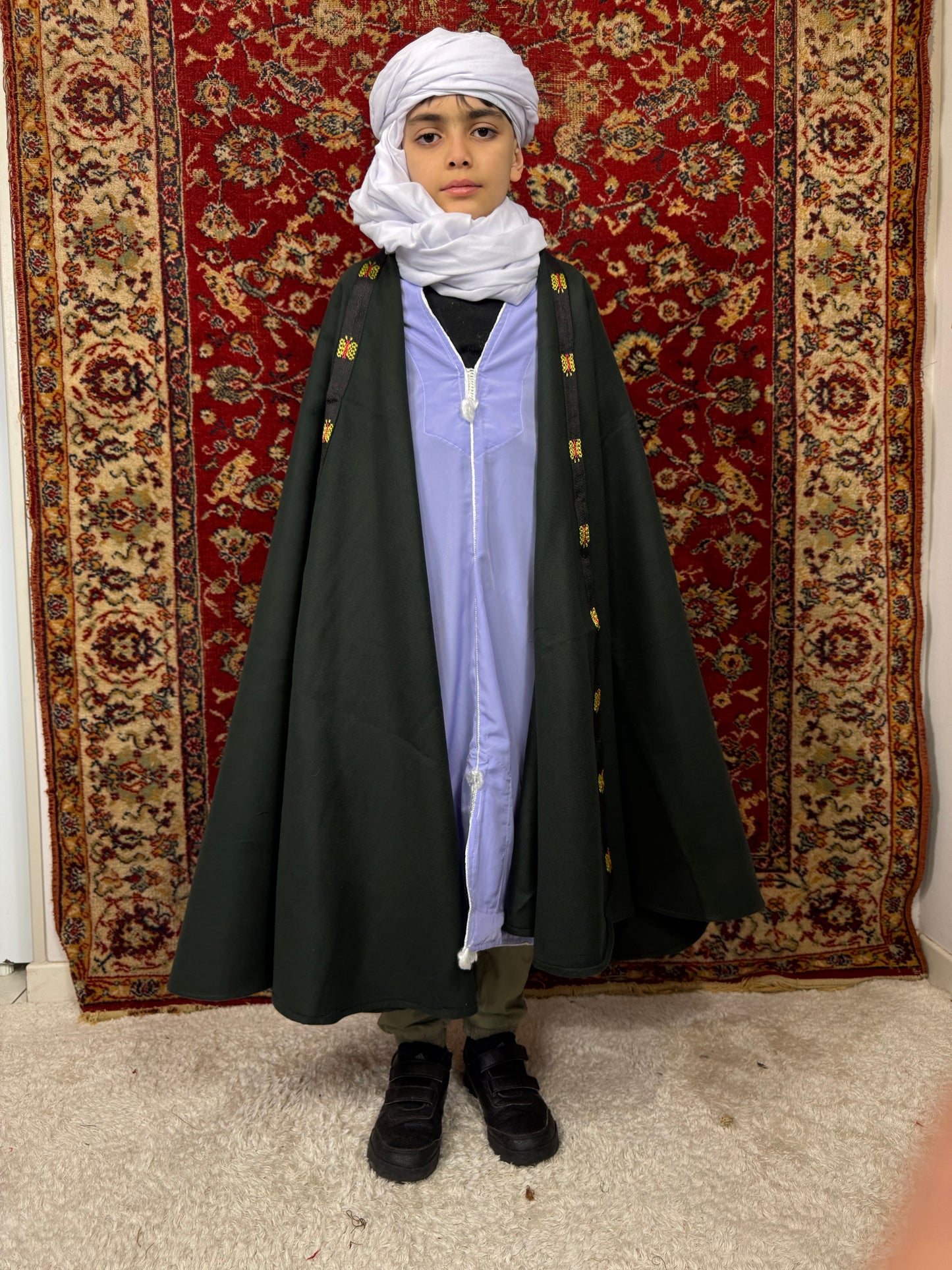 Burnous Vert en Cachemire – Enfant