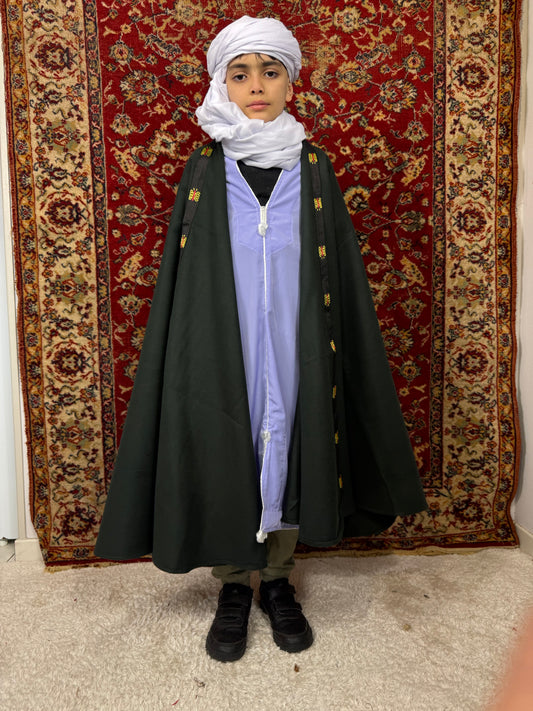 Burnous Vert en Cachemire – Enfant