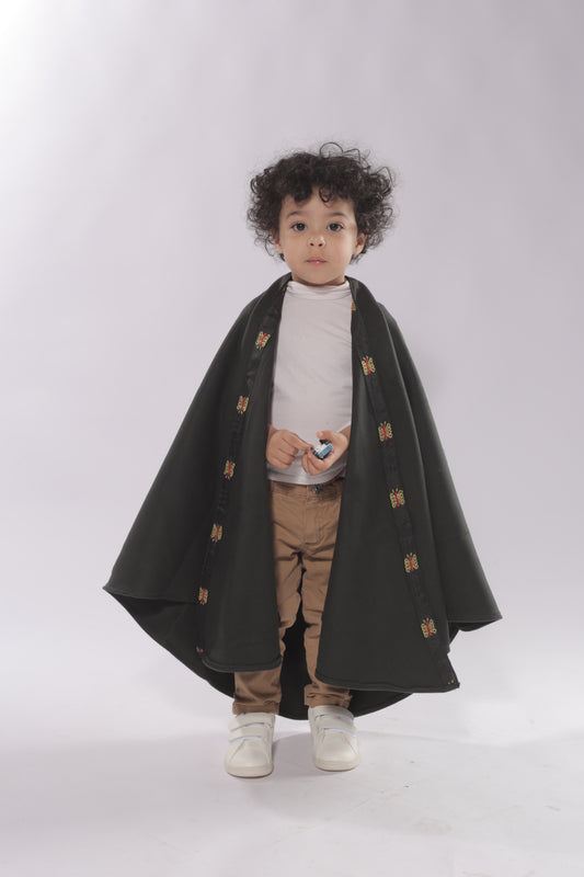 Burnous Vert en Cachemire – Enfant