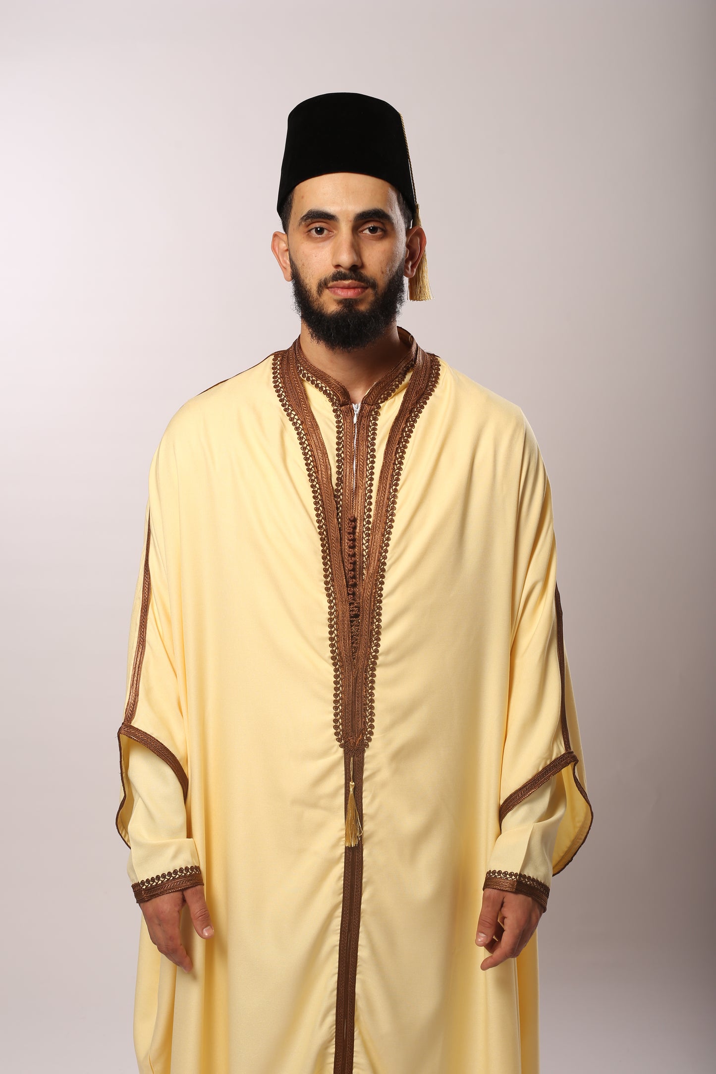 Gandoura 3arbi crème foncé – 3 Pièces