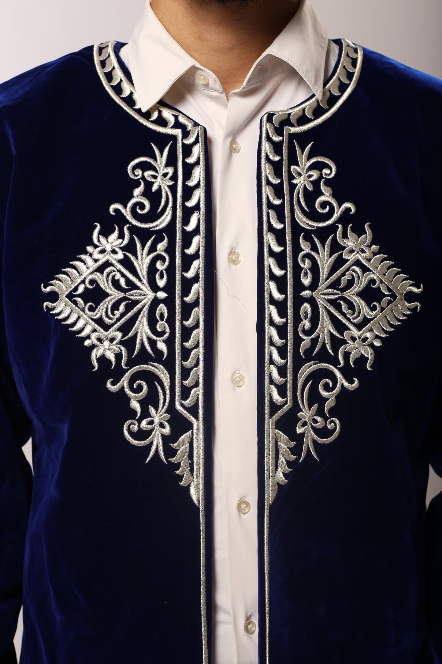 Veste Jabadouli en Velours Bleu – El Djazayer EN PRÉCOMMANDE