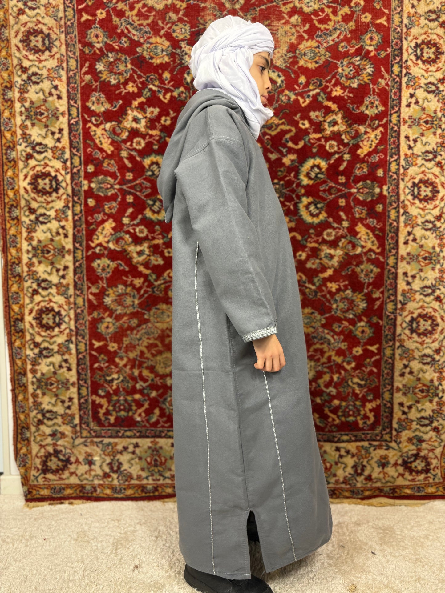 Kachabia Gris Clair en Cachemire – Enfant