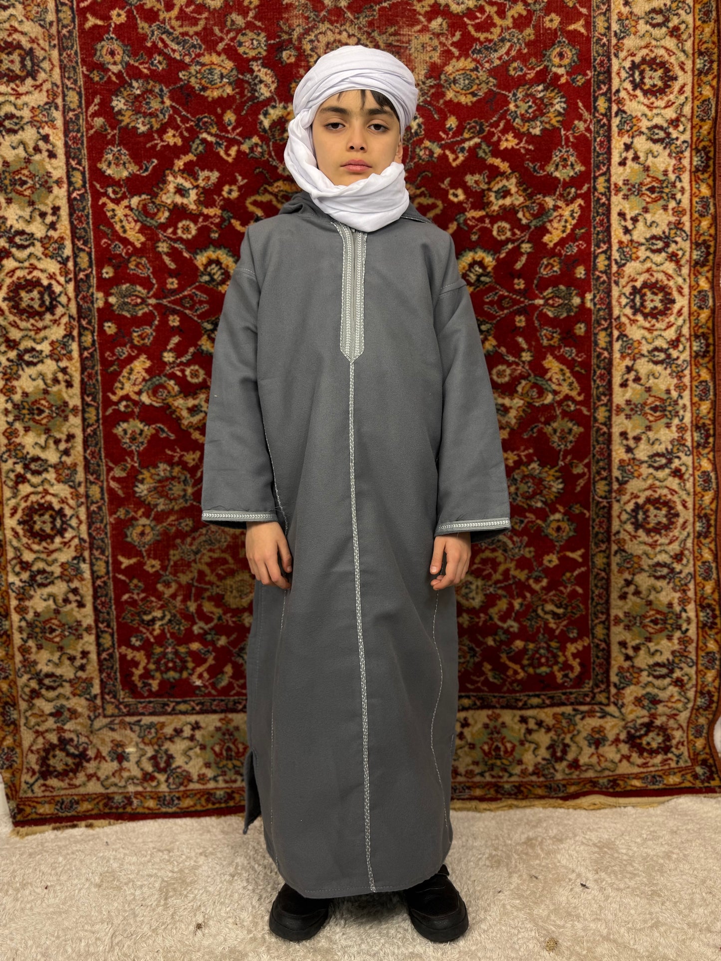 Kachabia Gris Clair en Cachemire – Enfant