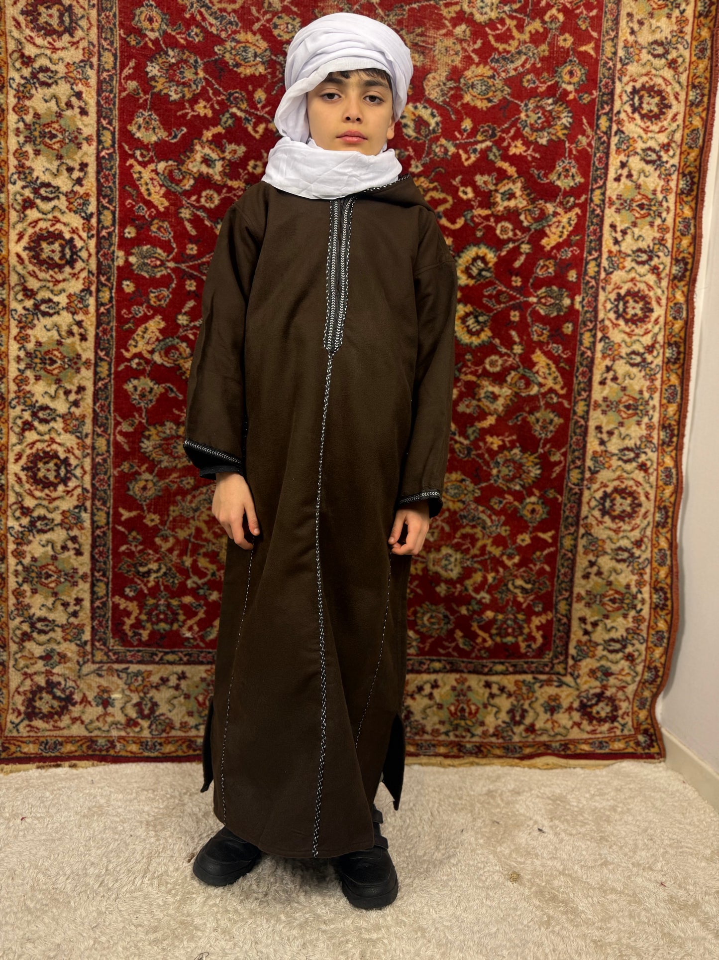 Kachabia Marron Chocolat en Cachemire – Enfant