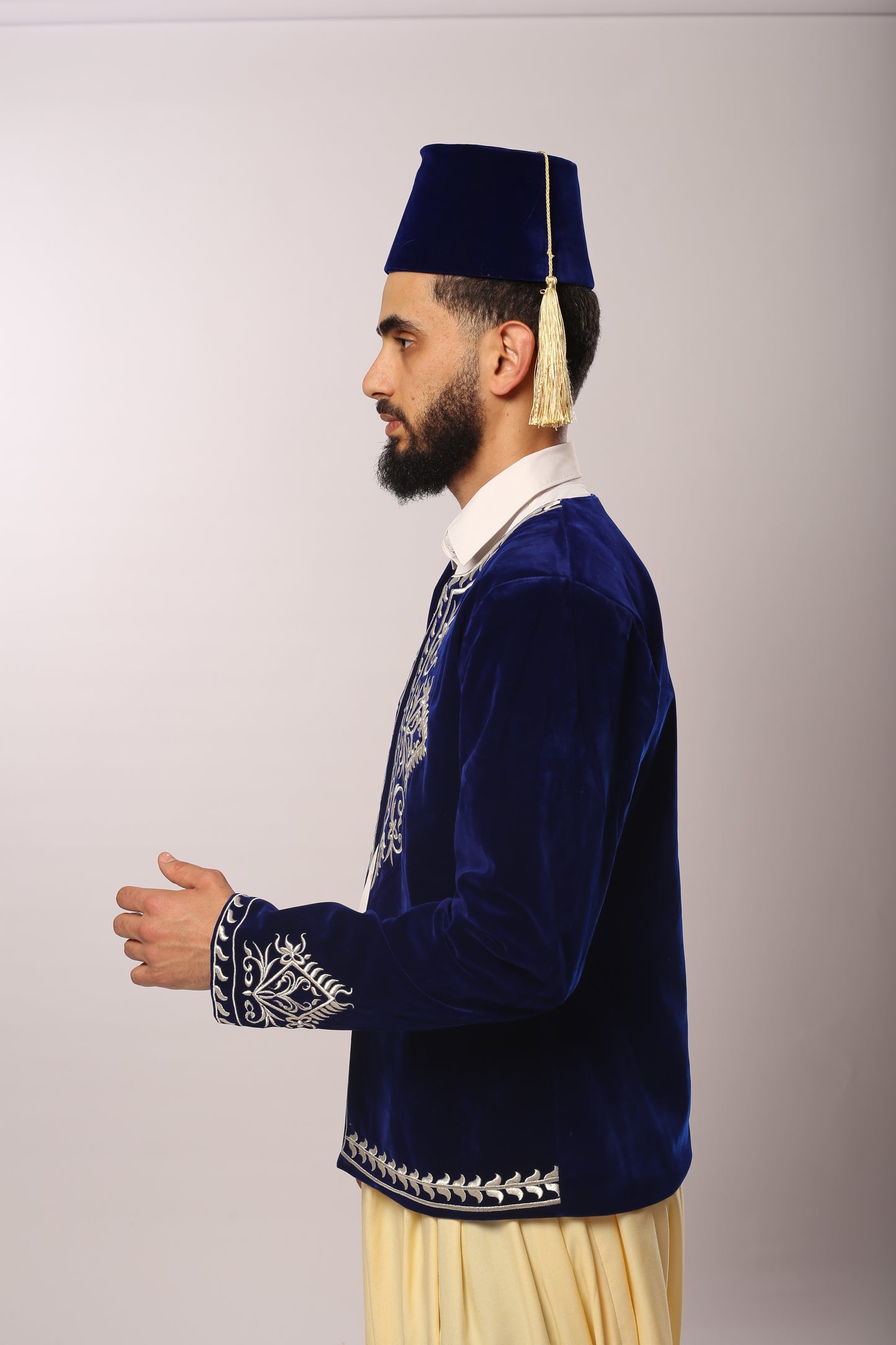 Veste Jabadouli en Velours Bleu – El Djazayer EN PRÉCOMMANDE