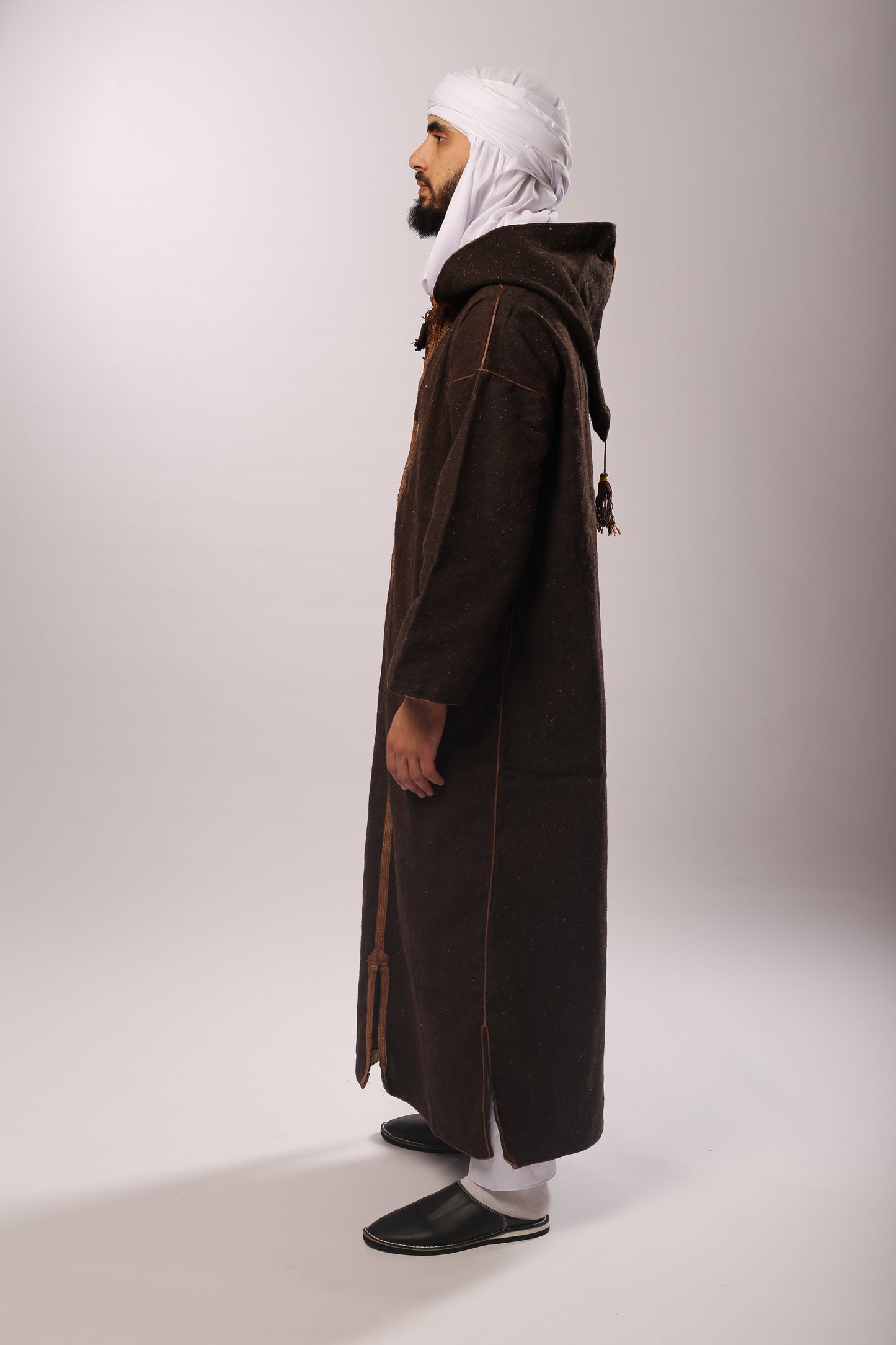 Kachabia traditionnelle en laine de mouton – Marron foncé