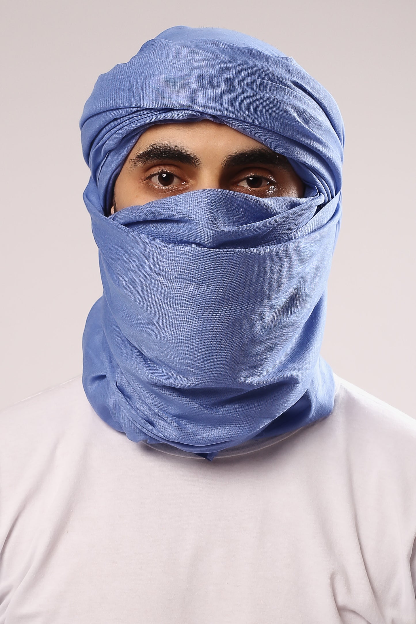 Le chèche sahraoui en bleu ciel