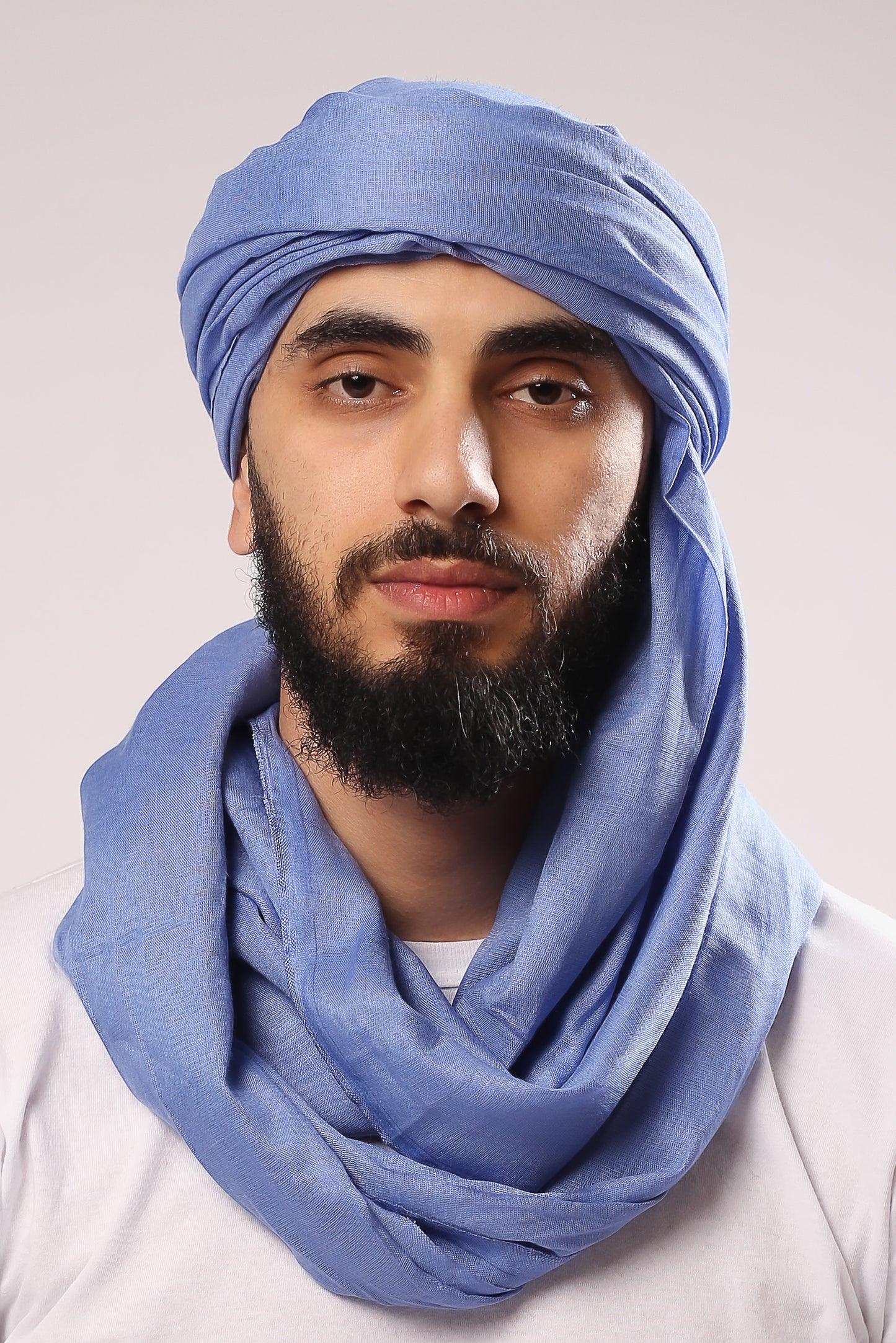 Le chèche sahraoui en bleu ciel