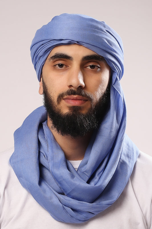 Le chèche sahraoui en bleu ciel